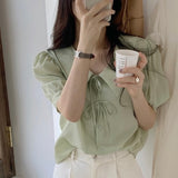 ダブルリボンラペルブラウス