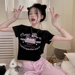 アメリカンピンククロップドTシャツ