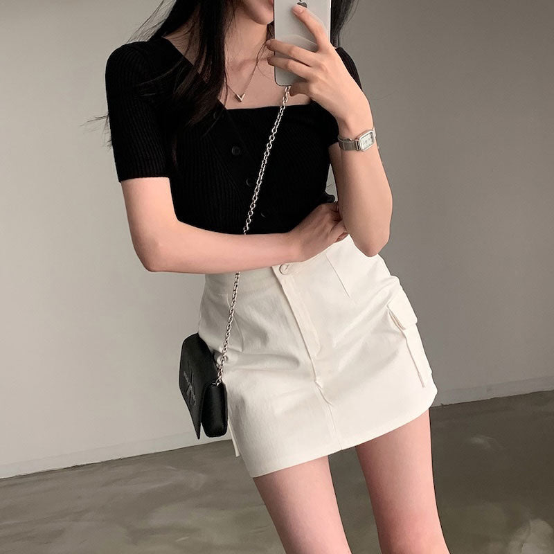 アシンメトリーリブニット