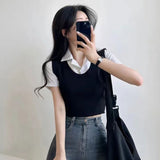 レイヤードベストシャツトップス