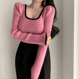 リンガーリブUネックニット