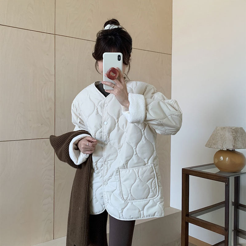 ノーカラーキルティングジャケット