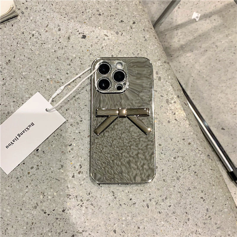 【iPhone17対応】メタリックリボンiPhoneケース