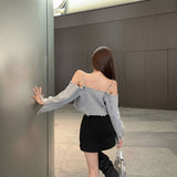 チェーンショルダーデニムトップス