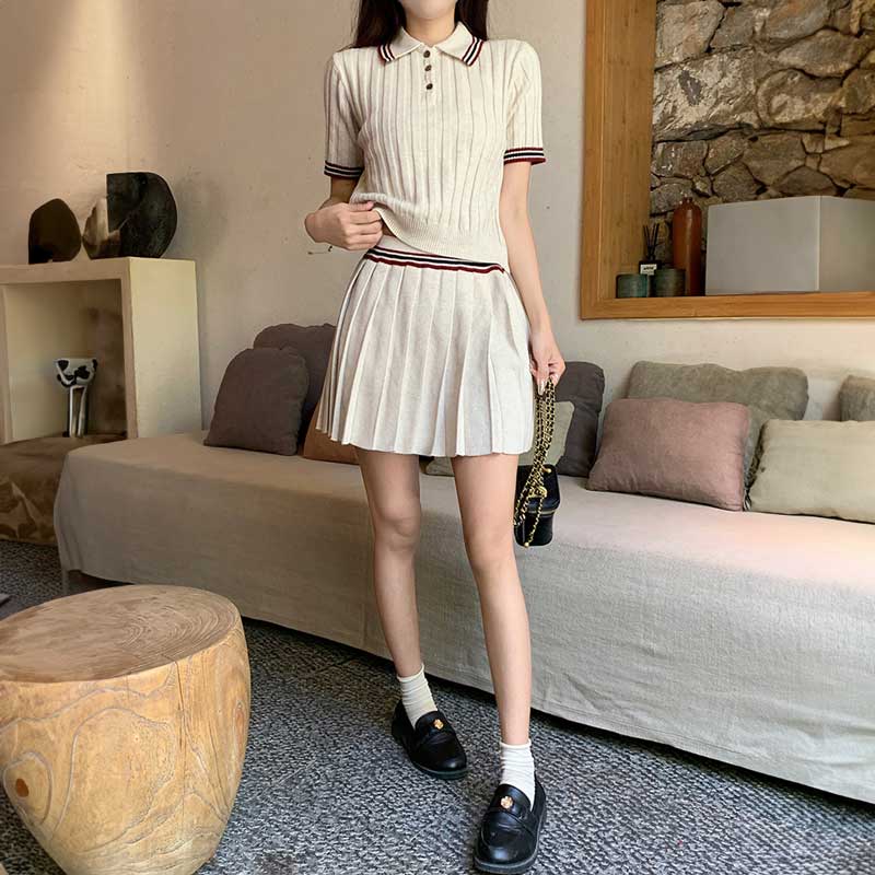 サマーポロニット&ニットスカートSET