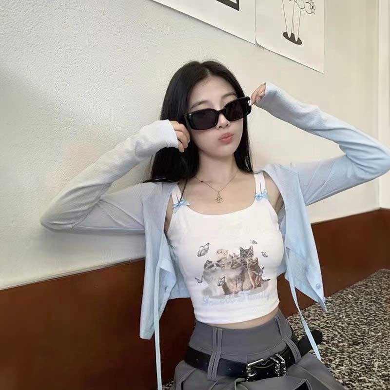 ライトカーディガン&キャットキャミソールSET