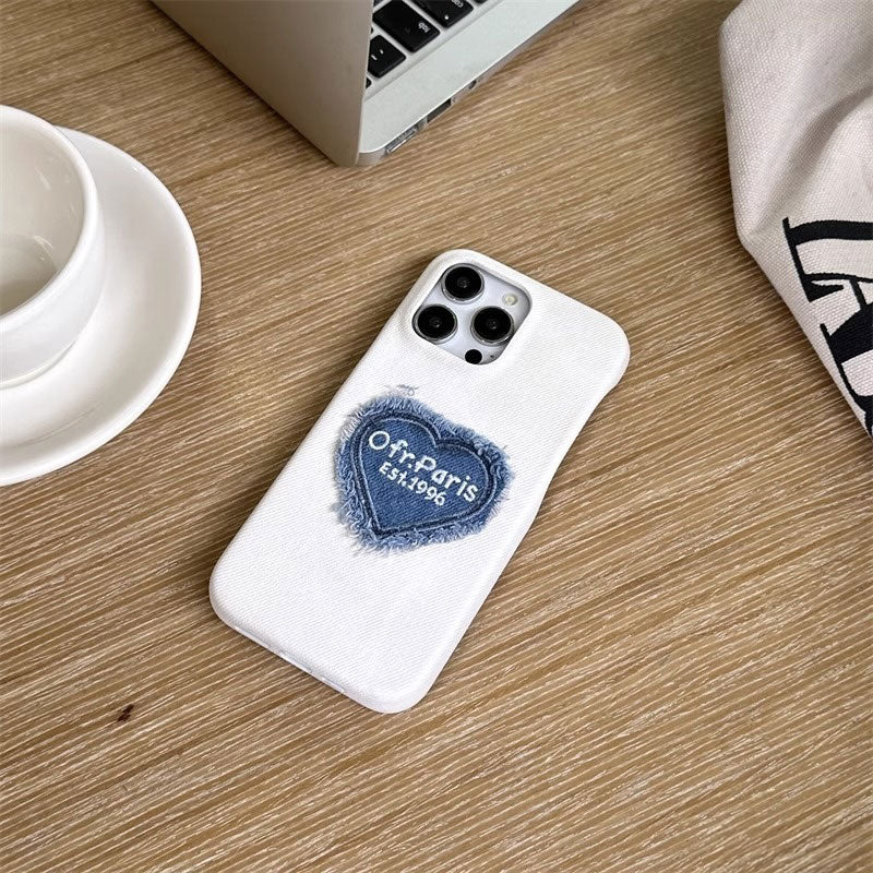 ハートデニムパッチiPhoneケース