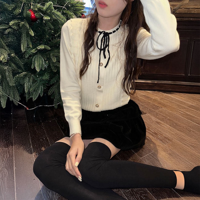 リボンフリルレディライクカーディガン