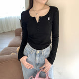 ボタンネックラビットロンT