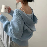 ダブルジップリブニットパーカー