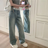 ウエストレースドットデニム