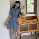 バックオープンデニムワンピース