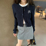 ロゴ刺繍ケーブルカーディガン