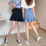 カジュアルデニムフリルスカート