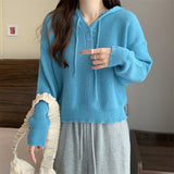 シンプルボタンニットフーディー