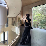 ウエストチェック折り返しワイドパンツ