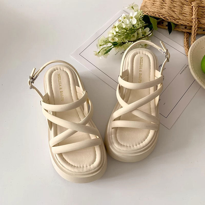 スリムクロスベルトハイソールサンダル