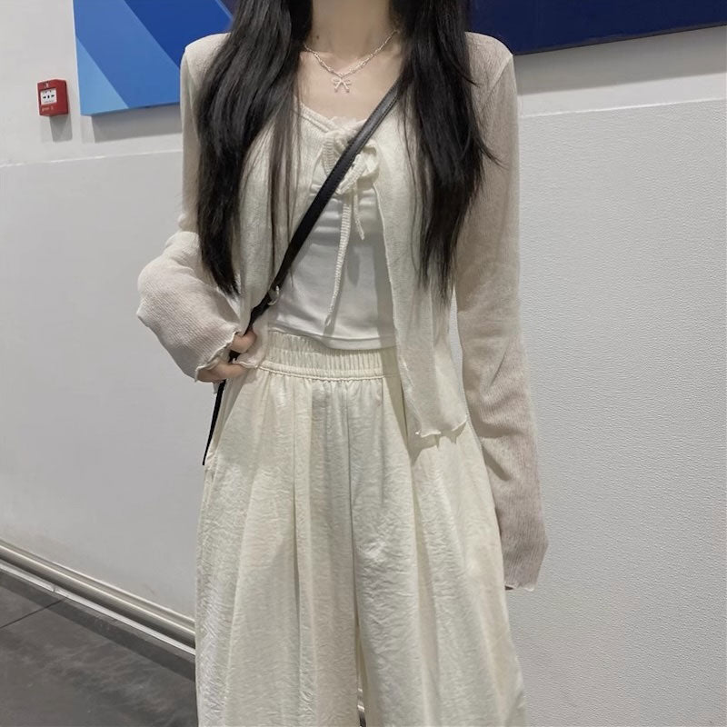 リボンエアスルーカーディガン