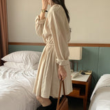 ノーカラーシャツワンピース