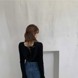 Vネックリブニットフーディー