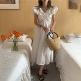 シャーリングロングパフワンピース