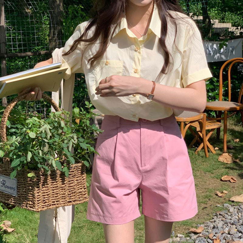 カラーチノタックハーフパンツ