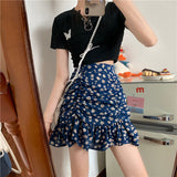 シャーリングフラワースカート