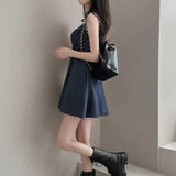 シャーリングデニムキャミソールワンピース