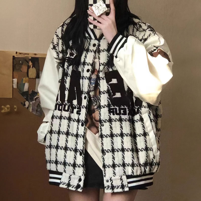 ツイードチェックオールドスタジャン