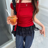 カラーティアードフリルレイヤードスカート