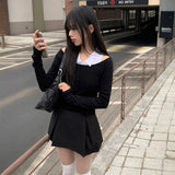 オフショルダーシャツレイヤードトップス