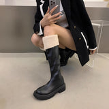 ファーアクセントレザーブーツ