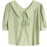 ダブルリボンラペルブラウス