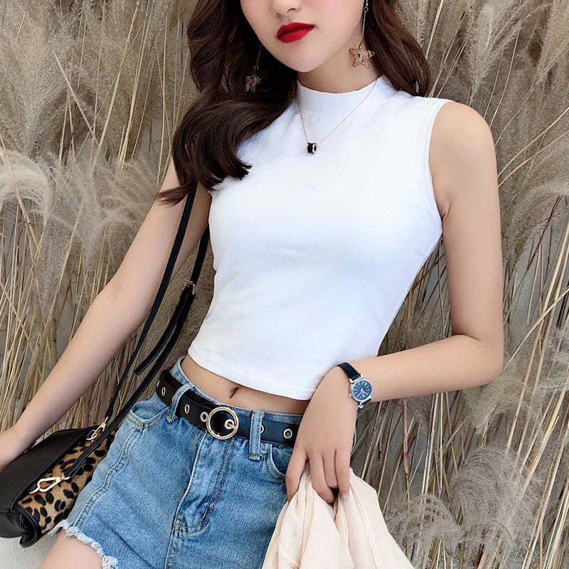 シンプルモックネックトップス