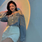 チェーンショルダーデニムトップス