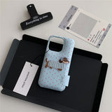 ドッグ刺繍レザーiPhoneケース