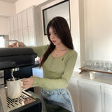 ボタンネックラビットロンT