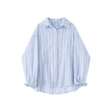 ブルーストライプリネンシャツ