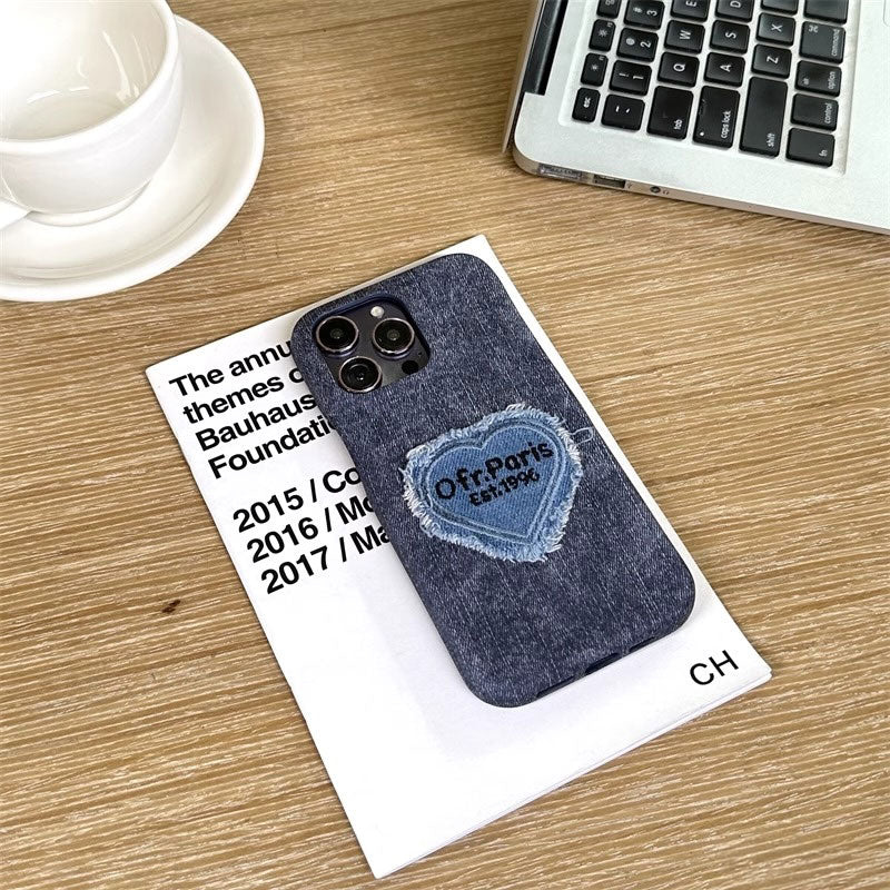 ハートデニムパッチiPhoneケース