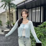 リボンエアスルーカーディガン