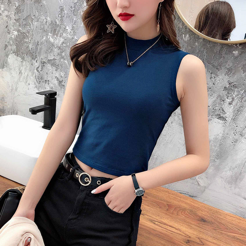 シンプルモックネックトップス