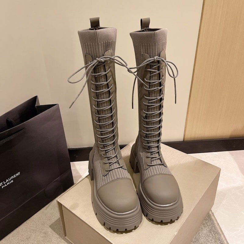 リブニットロングブーツ