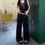 フリルリボンパターンジャージパンツ