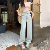 リボン刺繍ストレートデニム