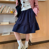 ワンカラーミディアムフリルスカート