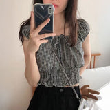 シャーリングギンガムパフトップス