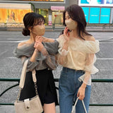 オフショルダーオーガンジートップス