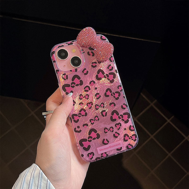 ピンクリボンレオパードiPhoneケース