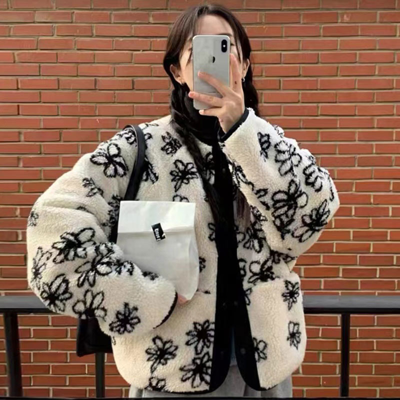 リバーシブルフラワーボアジャケット