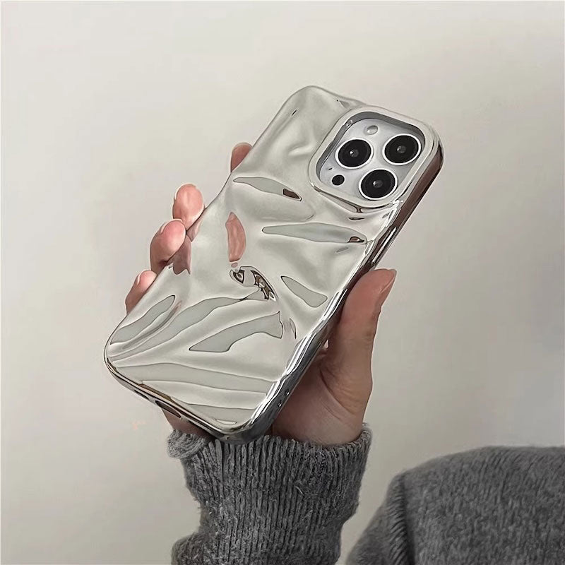 【iPhone17対応】メタリックウェーブiPhoneケース